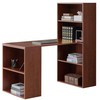 Basicwise Computer Writing Workstation Table with Combo Bookshelf Bookcase, Cherry