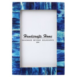 New Real Handmade Black White Bone Photo Picture Vintage Imported Chic Frame Made to Display Pictures 4x6, Blue