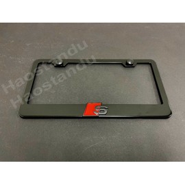 License Plate Frame Shop 1x (BR) "S SPORT LOGO" 3D Emblem Badge BLACK Stainless Metal License Plate Frame