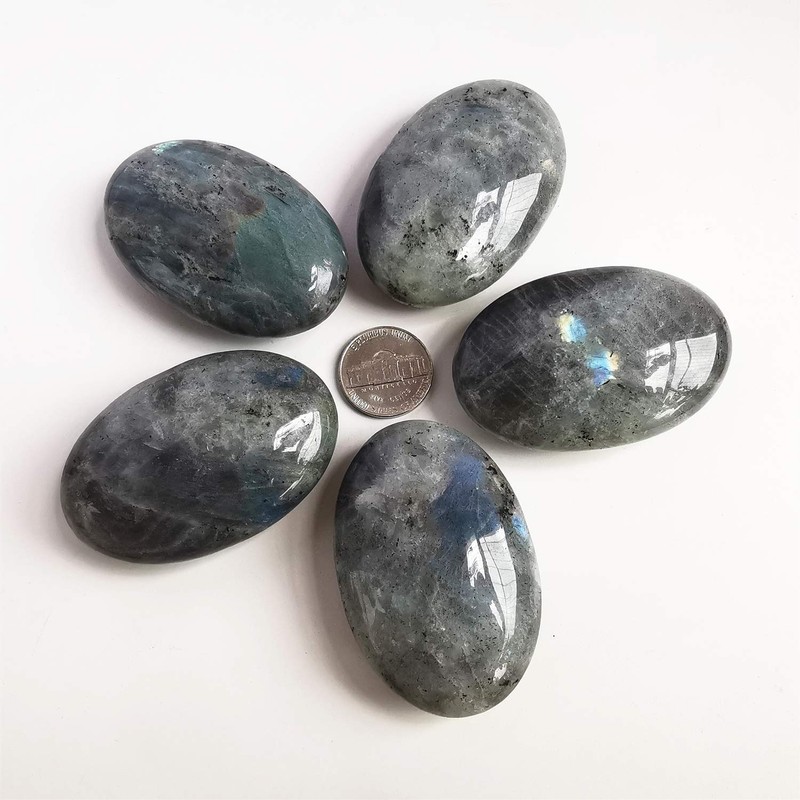 Manekieko Natural Moonstone Worry Stones Oval Palm Pockets Healing Crystal