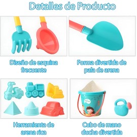 AKASENKO Juguetes de Playa para，Juego de 18 con Bolsa de Malla，Juego de Juguetes de Playa para ，Cubos de Playa pequeños para Playa, Verano, Juguetes de Arena al Aire Libre, Recuerdos de Fiesta