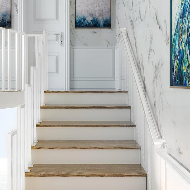 White Industrial Iron Hand Railing, Wall Support Handle for Indoor