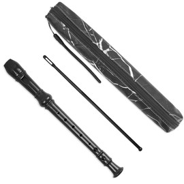 Czzmy Recorder Instrument for Beginners, Kids and Adults, 8 Holes Soprano Recorder Music Flute with Cleaning Rod and Bag for School Students Home Entertainment (2 x Black Marble)
