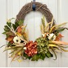 21" Diameter Fall Front Door Wreath with Cream Pumpkins, Fall
