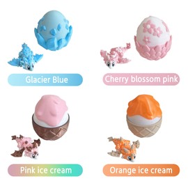 Zhaohyjianm 3D Printed Dragon Egg with Removable Mystery Articulated Crystal,Fidget Toys for Adults, Home Office Decor, Executive Desk Toy, 3D Printed Animals(Glacier Blue)