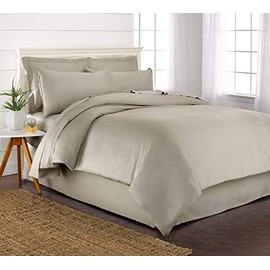 Queen Duvet Cover by Pure Bamboo, 3 Piece Set, Genuine 100% Organic Viscose Derived from Bamboo, Luxuriously Soft and Cooling, 2 Pillowcases (Queen, Sand)