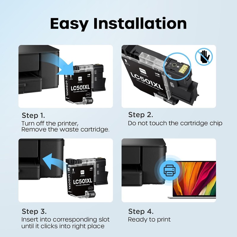 belietop LC501XL Ink Cartridges Compatible for Brother LC501XL, 2 Black