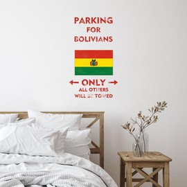 Parking for Bolivians Only Wall Mural Modern World Countries Flag International Trucks Wall Sticker Vinyl Wall Stickers Quotes for Classroom Bathroom Refrigerator Home Wall Decor 28in