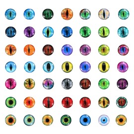 PATIKIL 10mm Dragon Eyes, 100 Pcs Round Glass Eyes Animals Crochet Eyes for Clay Doll Making Craft DIY Findings Jewelry Making, Mix Color