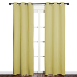 NICETOWN NICETOWN Window Curtain Panels, Thermal Insulated Solid Grommet Blackout Draperies/Drapes for Basement (Paler Yellow, 1 Pair, 34 by 84-inch)