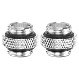 sourcing map 2pcs Water Cooling Adapter G1/4" Thread Male to Male Mini Extender Fitting Copper Water-Cooled Compression Fitting with O-Ring for Computer PC Water Cooling System, Silver