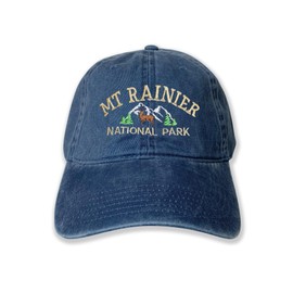 USmania Mt Rainier National Park Embroidered Cap hat Baseball hat Camping hat Mountain hat Nature hat Travel hat (US, Alpha, One Size, Navy)