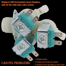 5220FR2075L Cold Water Inlet Valve for LG Kenmore Replaces 5221ER1003A AP5986564 5221ER1003C 5221ER1003D PS11728995