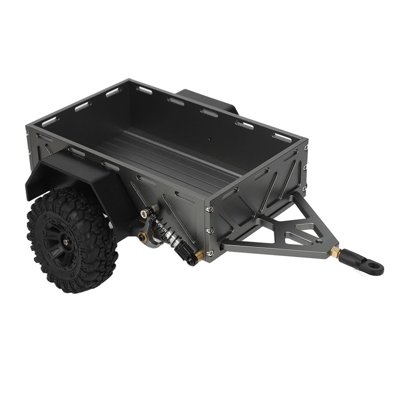 RC Car Hitch Trailer Aluminum Alloy Antislip Rubber Tire Rustproof