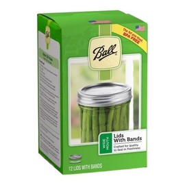 Ball Wide Mouth Lids and Ring Bands for Glass Mason Jars, Used for Canning, Pickling, Juice, Jam, Jelly 12-Count, Pack of 4 (48-Lids/Bands Total)