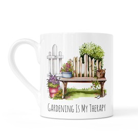 Noble & Page Bone China Gardening Mugs | Hand-Printed in The UK | Range of 4 Watercolour Floral Designs with Quotes – Gift for Garden Lovers