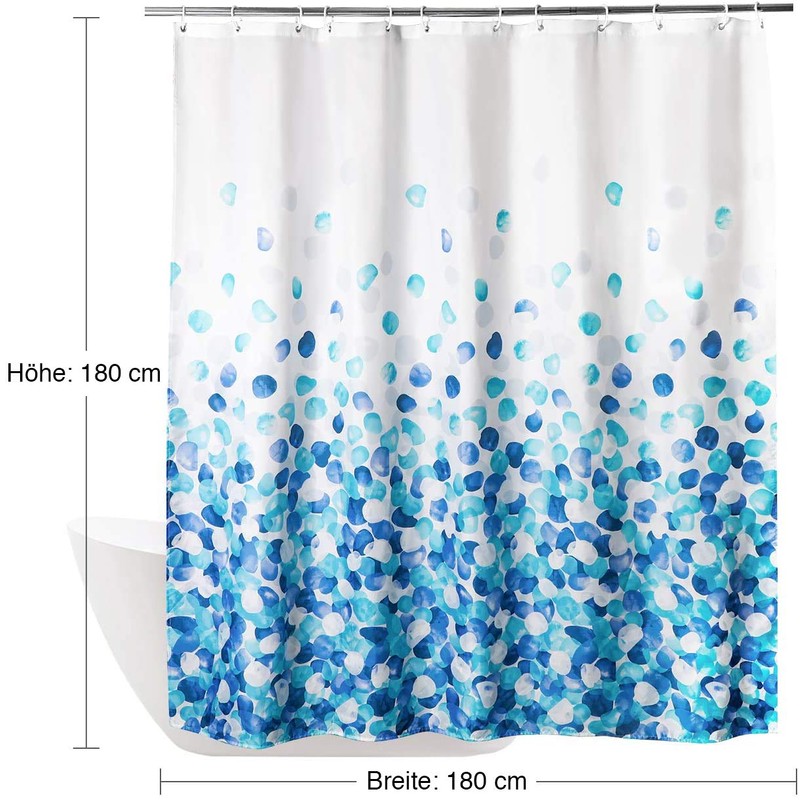 Wolke sieben Premium Shower Curtain, Bathroom Curtain, Polyester, Waterproof, Washable,