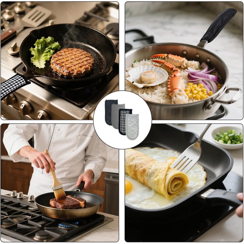4 Pcs Cast Iron Handle Covers, Hot Pan Handle Sleeve