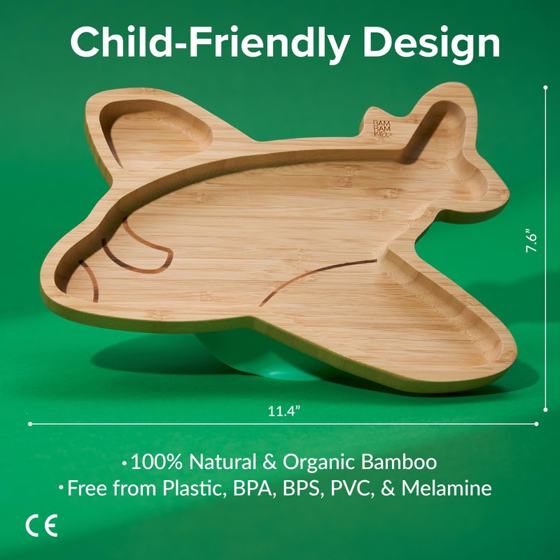 Bamboo Divided Suction Plate Baby - Strong Suction Toddler Plates