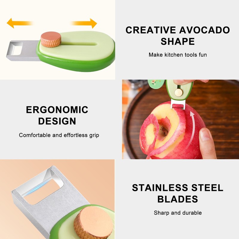 2PCS Mini Avocado-Shaped Fruit Peelers - Compact Retractable Stainless Steel