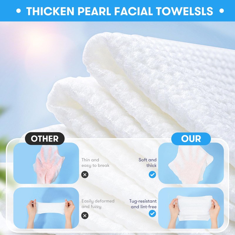 Beauntangly Disposable Face Towel, Lint-Free Biodegradable Face Towelettes, Soft &