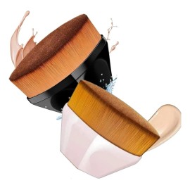 Brocha Plana De Maquillaje Kabuki Para Base Corrector Polvo Color Rosa