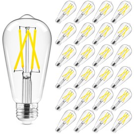 Hizashi Vintage LED Edison Bulb Dimmable, 6W Equivalent 60W, 4000k Neutral White, 700LM, E26 Base Light Bulbs, High CRI 95+ Eye Protection, Clear Glass, Pack of 24