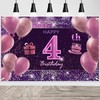 IMISI 4th Birthday Decorations - Happy Birthday Banner, Pink Backdrop