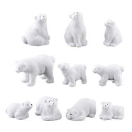 NUOBESTY 10 Pieces Mini Bear Figurine Christmas Miniature Decoration Polar Bear Toy Fairies Garden Animal Figure Decorative Figure Christmas Figures Table Decoration Flower Pot Micro Landscape