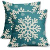 Sivirary Teal Christmas Pillow Covers 18x18 Inch Set of 2,