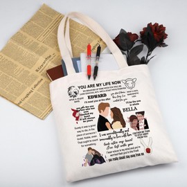 MYSOMY Twilight Movie Inspired Gift Edward Bella Tote Bag Edward's Girl Gift Vampire Lover Shoulder Bag Edward Cullen Gift (Twilight TB)