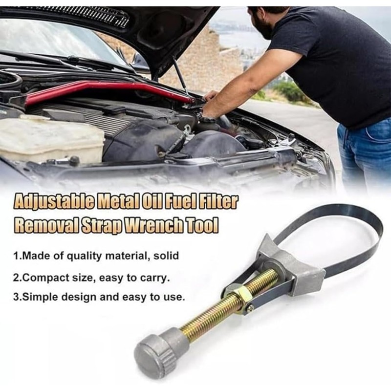 Adjustable Oil Filter Wrench - OilFilter Removal Tool with Non-Slip