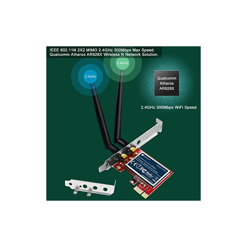 Adaptador de Red inalámbrico PCIe de 2,4 GHz y 300