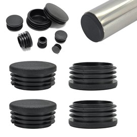 EASYEAH 1-3/4" (45mm) Plastic Hole Plugs Black -Round Chair Leg Caps, Flush Mount Pipe Plugs, Tubing End Caps for Metal&Wood Legs Tube, Outdoor Furniture Feet caps & Table Plastic Plugs, 4 PCS