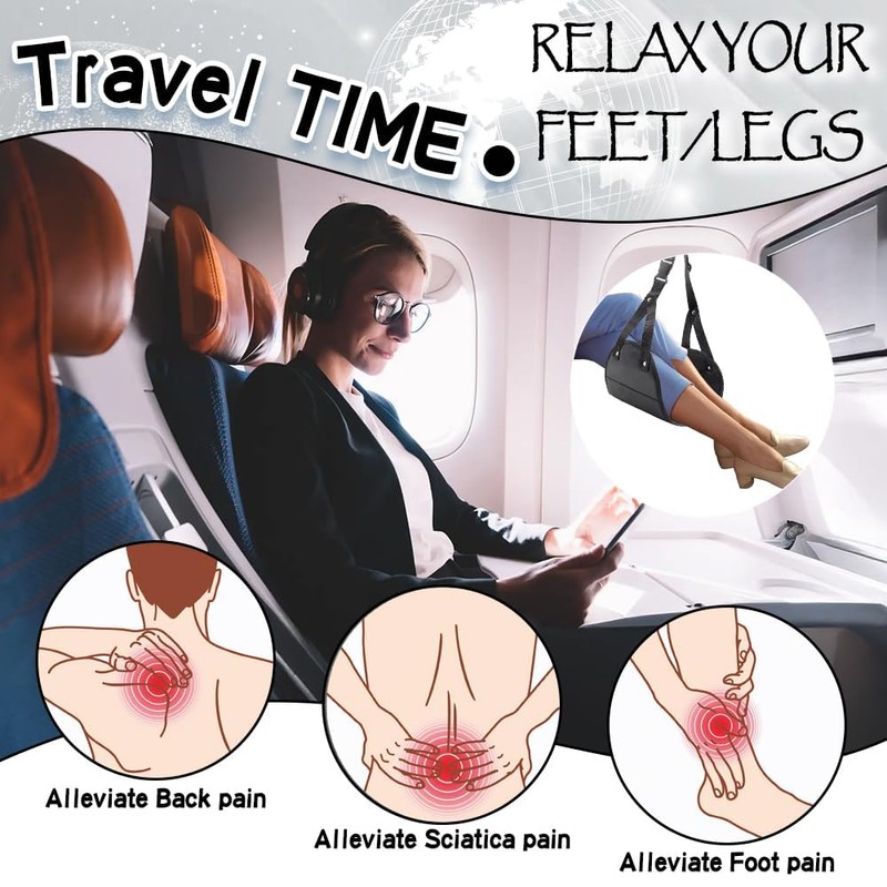 Airplane Foot Hammock Travel Essentials - Foot Rest Under Desk