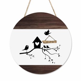 Beabes Welcome Door Sign Lovely Bird's Nest 12in Round Wood Panel Sign Home Porch Farmhouse Outdoor Indoor Festival Decorate Present