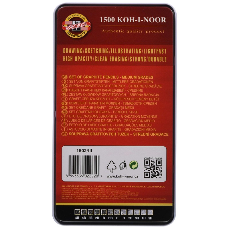 KOH-I-NOOR(コヒノール) セット グラファイト鉛筆 1502 GRAPHIC 12 in SET 1502012009PL