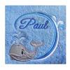 Whale (1380) - Embroidered Lightweight Plain Fleece Baby Blanket (White)