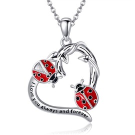 VENACOLY Ladybird Necklace 925 Sterling Silver Ladybug Pendant Necklace Ladybird Jewellery Gift for Women
