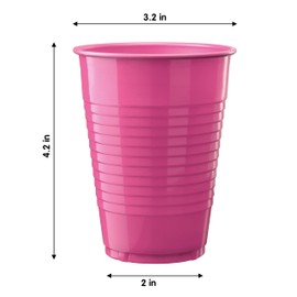 Exquisite Cerise Disposable Plastic Cups - 100 Pack 12 Oz Plastic Cups - Colored Disposable Cups - Durable Party Cups - Plastic Disposable Drinking Cups - Bpa Free Plastic Cups For Party