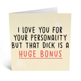 Central 23 - Funny Valentine Cards for Him - 'A Huge Bonus' - Cheeky Anniversary Cards for Couples - Rude - Funny Husband Birthday Card - Boyfriend Birthday Cards - Comes with Fun Stickers