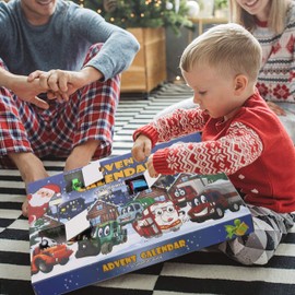 Juegoal Cars Advent Calendar 2023 for Kids, Stocking Stuffer Toy Cars with 24 Different Pull Back Vehicles Including Construction Vehicles, Race Cars, Perfect for Boys and Girls