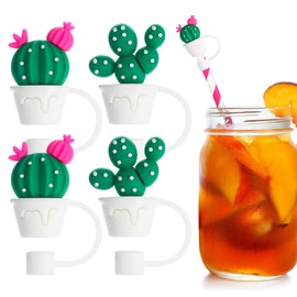 iplusmile 4 Pzas Tapones De Paja Reutilizables Cactus Protector Para Popotes Cubiertas Antiderrames Para Cocina Fiesta Uso Diario