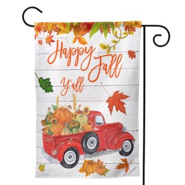 Happy Fall Y'All Garden Flag 12x18 Inch Outdoor Autumn Pumpkin Breeze Flag Double Sided Garden House Home Decor Holiday Yard Sign