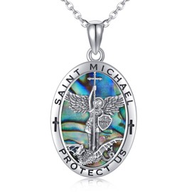 ONEFINITY Archangel Saint Michael/Christopher/St Jude Chain 925 Sterling Silver St Michael Medal Archangel Pendant Necklace Religious Protection Jewellery Gift for Men and Women, Silver, Simulated