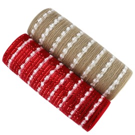 Mesh Ribbon Roll,2 Rolls Christmas Decoration Poly Mesh Ribbon 10.2 Inch/26cm Christmas Mesh Rolls Metallic Foil Rolls for DIY Project,Christmas Decoration Wreaths Christmas Ribbon