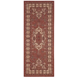 Liora Manne Carmel Indoor/Outdoor Power Loomed Synthetic Blend Low Profile Area Rug - Traditional Border Global Southwestern Oriental (Kilim Chili) (1'11" x 4'11")