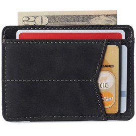 Alpine Swiss Oliver Mens RFID Blocking Minimalist Front Pocket Wallet Leather Comes in a Gift Box Distressed Charcoal Stone Wash