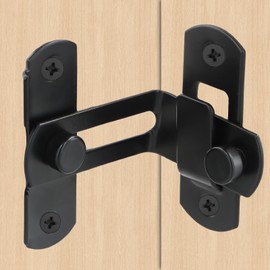 90 Degree Door Lock, Pack of 2 Sliding Door Lock, Sliding Door Lock with Screws, Stainless Steel Gate Latch, Right Angle Buckle, for Door, Indoor, Outdoor, Barn, Window, Cabinet (Black)