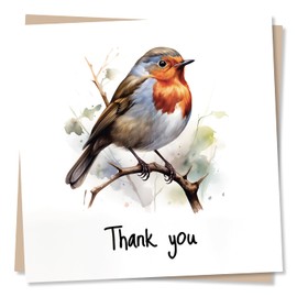 Beautiful Robin Thank You Card - Beautiful Card for Friends, Family, Bird Lovers - Made in UK